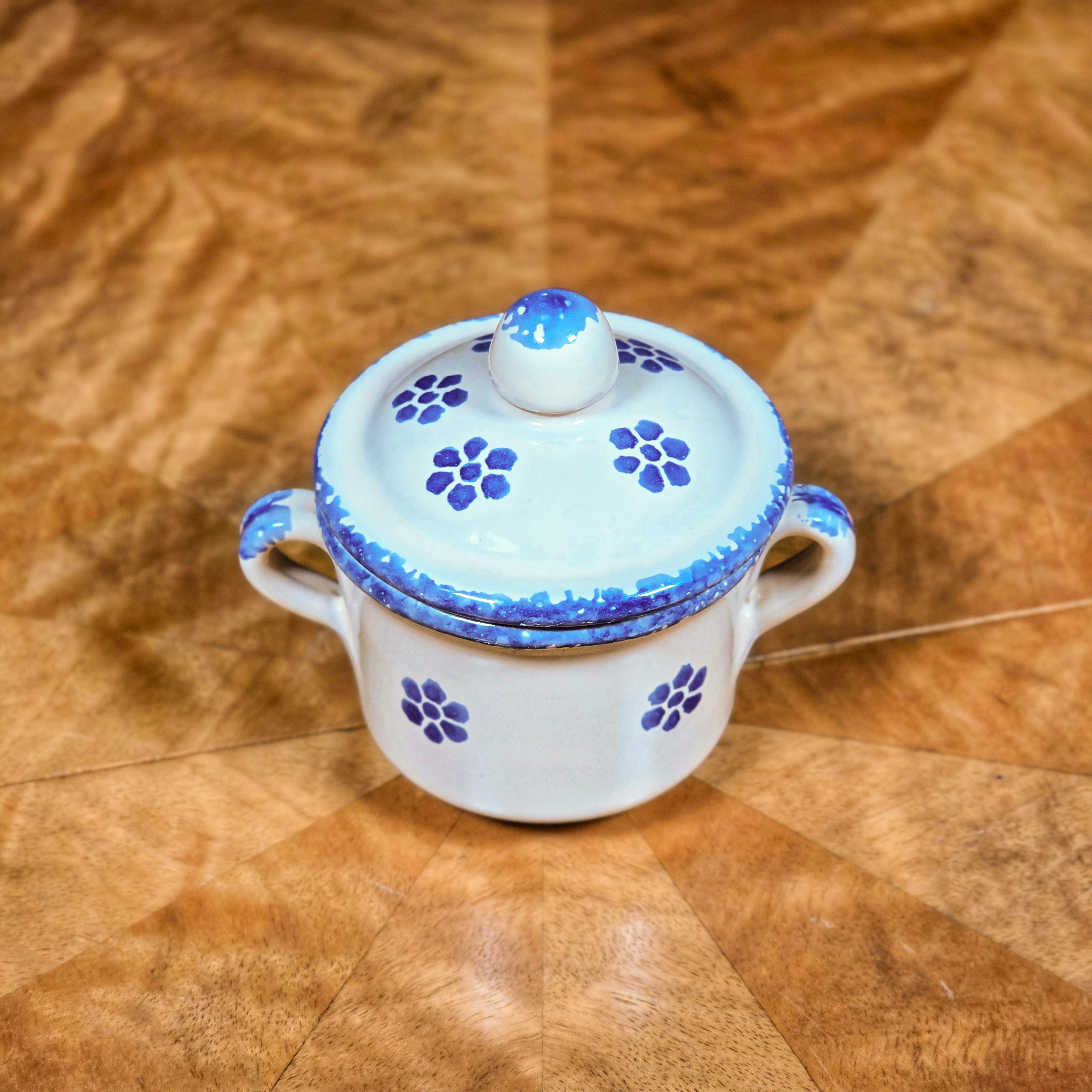 Calabrian Floral Terracotta Sugar Bowl with Lid